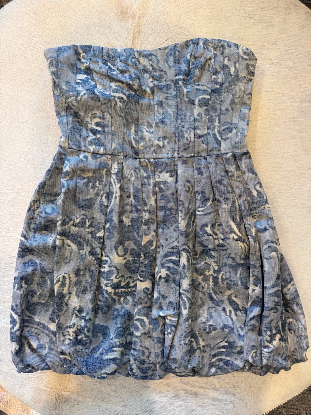 Joie Strapless Cotton Silk Bubble Hem Mini Dress Size M - Picture 6 of 12